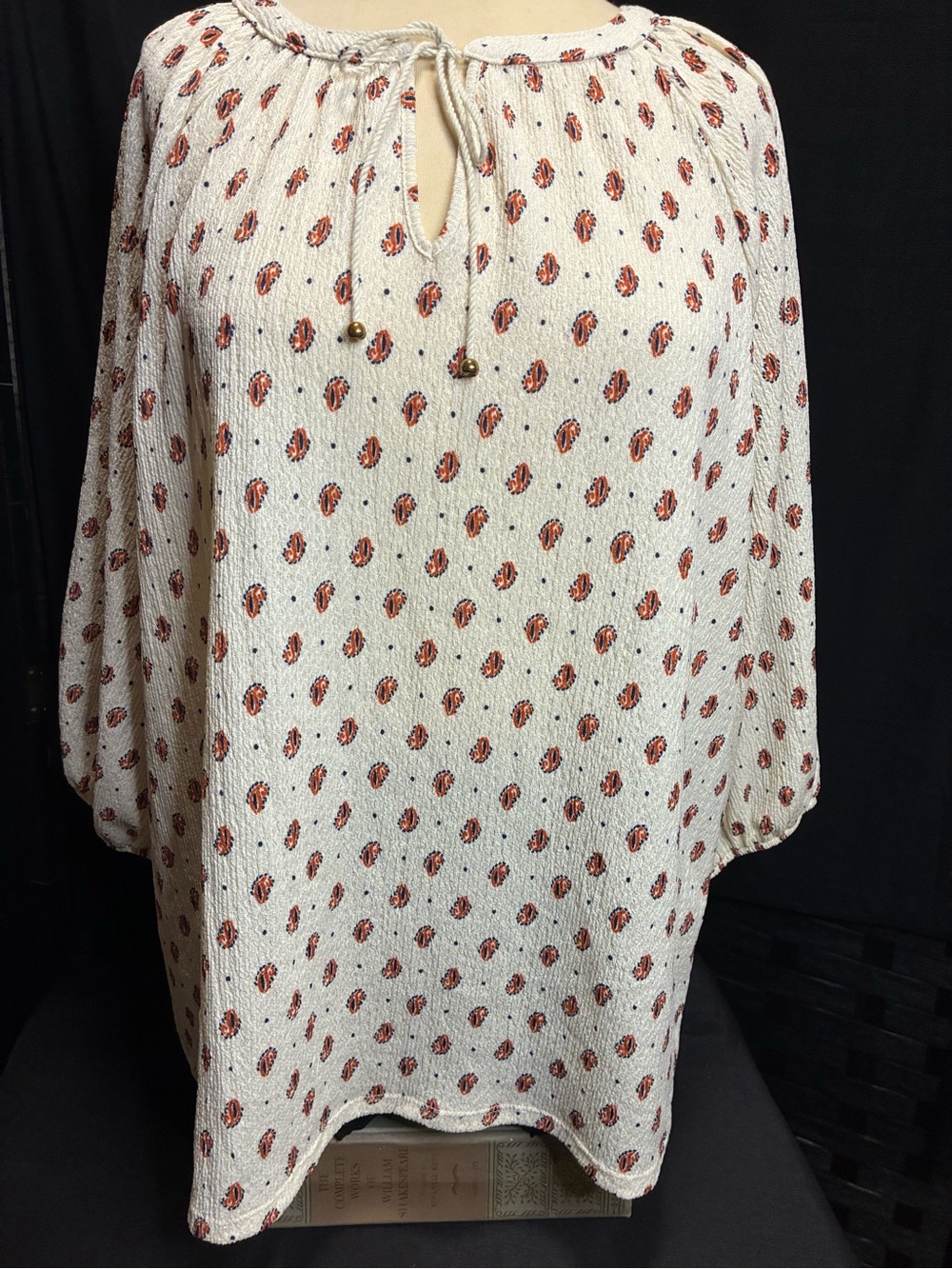 croft & barrow Cream Tunic with Rust Dot Print